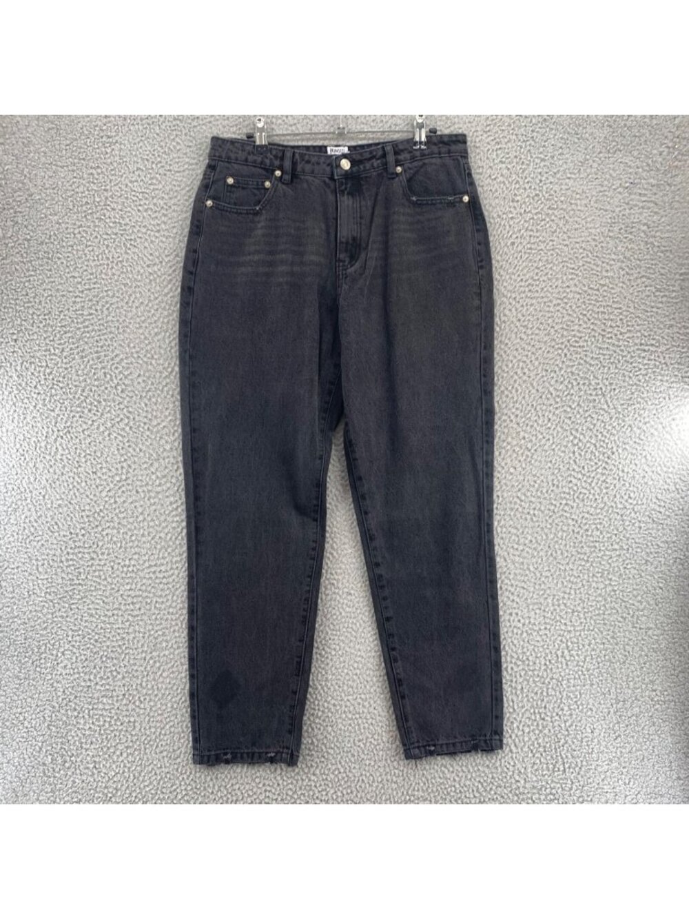 Princess Polly Jeans Womens 8 Zaiden Black Denim Twill Distressed Ankle Fit NWT